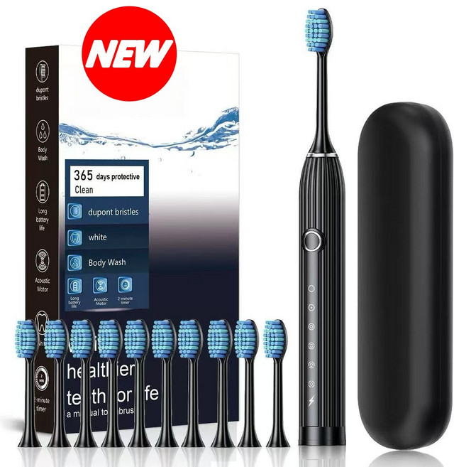 [캬오유] 음파 전동 칫솔 헤드 8개+케이스 세트 충전 리필, 1개, COU-블랙, COU-506