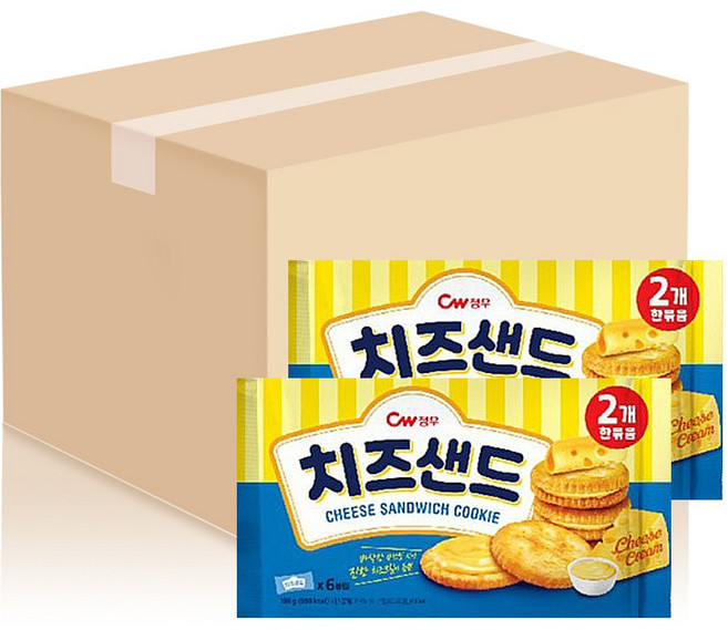 CW청우 치즈샌드 2번들 360g 과자 간식 비스켓, 8개