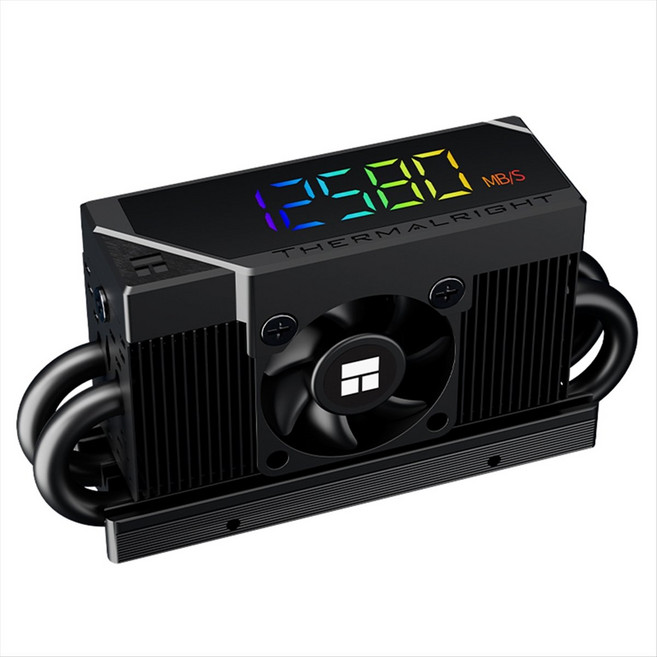 Thermalright HR-10 2280 PRO 디지털 M.2SSD 솔리드 스테이트 드라이브 디지털 디스플레이 방열판 4X5mm 히트 파이프/3cm 팬/PCI-E5.0 지원, 검은색