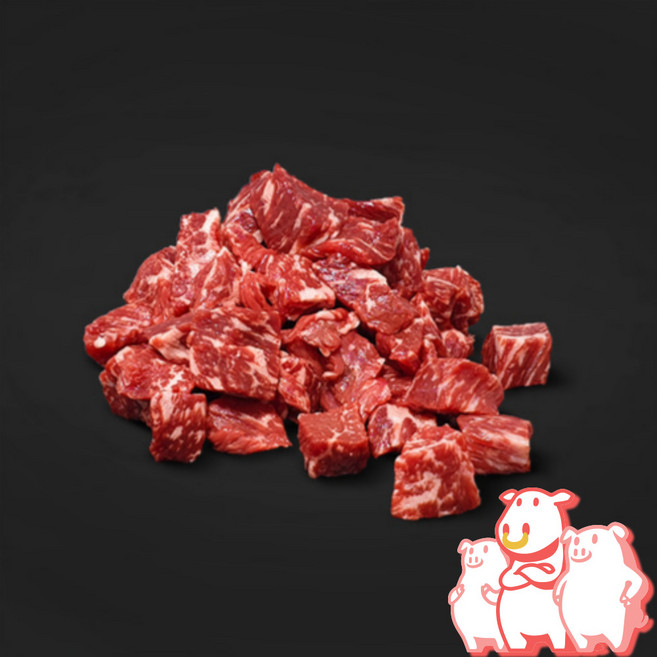 삼형제고기 국내산 소고기 국거리용 냉장 육우 깍뚝썰기, 1kg, 3개