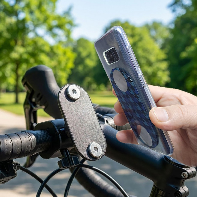 배달대행 오토바이 자전거 킥보드 바이크 가민 클립 자석거치대 휴대폰 핸드폰케이스 미포함 브라켓 마운트 홀더, 아크릴 블랙, 가민 핸들봉 집게거치대