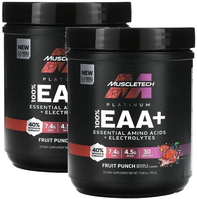 MuscleTech Platinum 100% EAA+ Fruit Punch 머슬테크 플래티넘 100% EAA+ 프룻 펀치, 393g, 2개 - 쿠팡