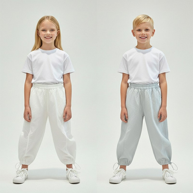 UPPERCUT 1+1 아동 여름 바스락 조거팬츠 냉장고바지 쿨링팬츠 냉감팬츠 초등학생 여름바지 트레이닝팬츠 츄리닝 남녀공용