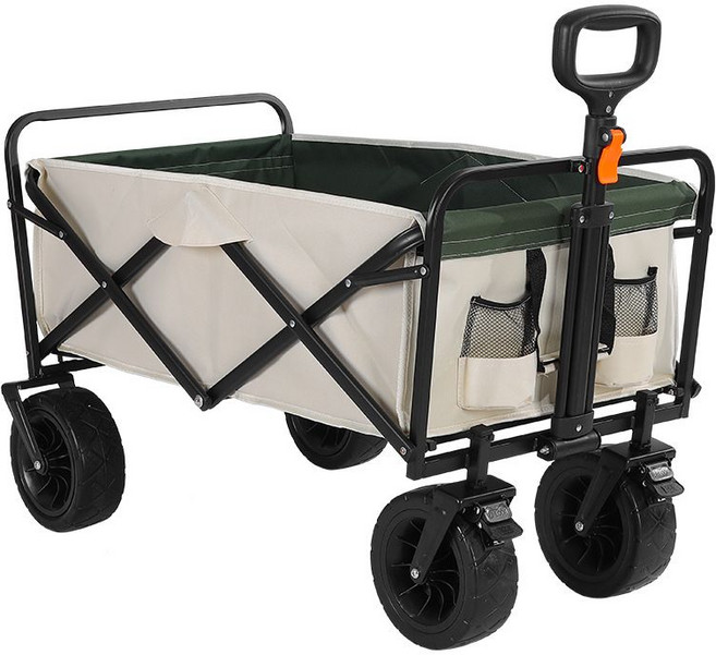 편리한 접이식 다용도 캠핑웨건 + 보관용 커버 세트 100kg 71.5x46x47cm, creamy-white, 1개