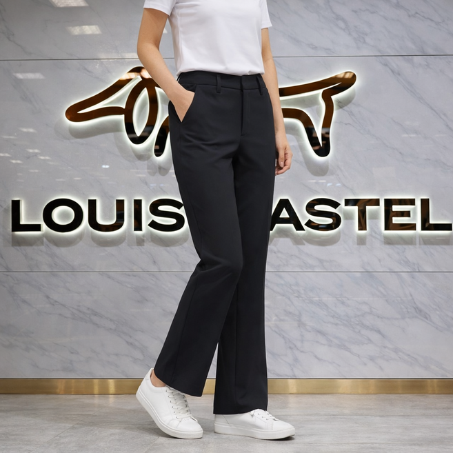 루이까스텔 [26년 봄여름 신상품최저가] 여성 V밴드 엠보심볼 옆트임 세미부츠컷 골프팬츠 1/LO/PT/301/BC