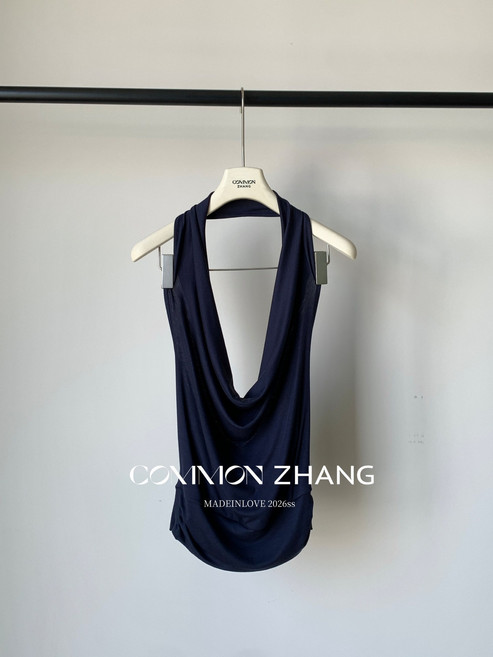 CZ ZHANG夏天絲掛脖吊帶衫A字鬆緊腰半身裙氣質兩件套裝 C24045
