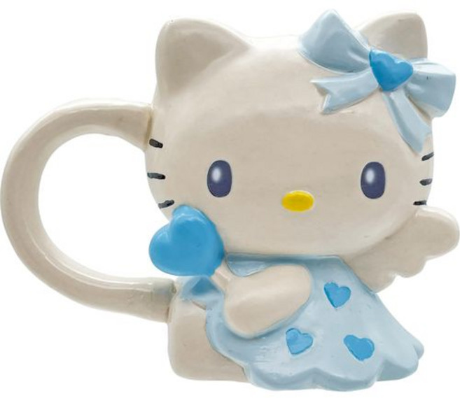 산리오 SANRIO 엔젤 헬로 키티 다이 컷 머그컵 약 직경 12x10cm 280ml 식기, 1개