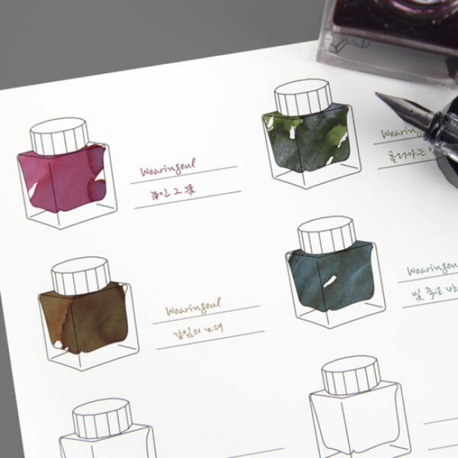 잉크 컬러 스와치 A5 4종 (Impression Paper), 10 Ink Bottles