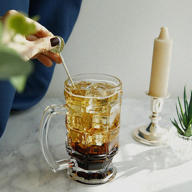 하우키친 손잡이 하이볼잔 맥주잔 글라스, 2개