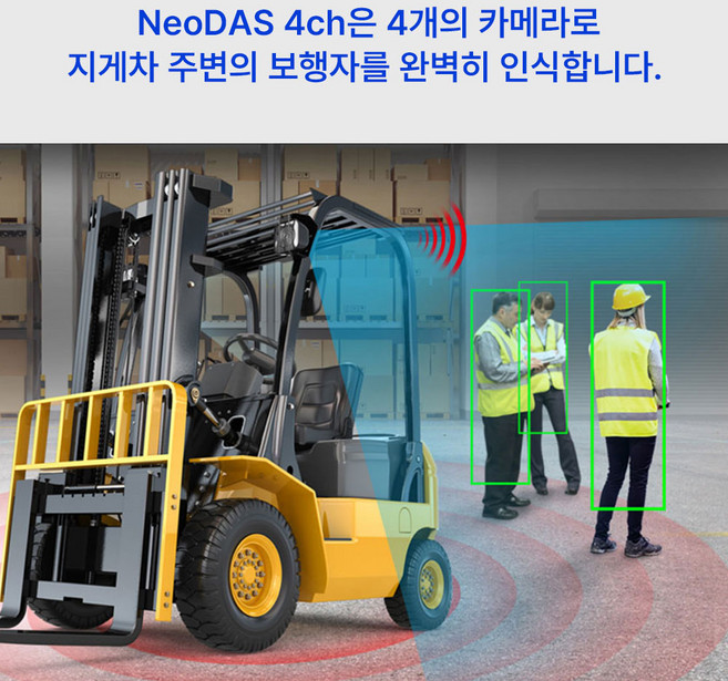 지게차 충돌사고 예방 AI 인체감지 사람인식카메라 4ch Q7, 1개