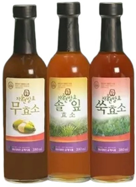 (배송)감식초 명인이 만든/샘고을 발효 효소 선물세트 1호 (쑥효소+무효소+솔잎효소) 380ml x 3병