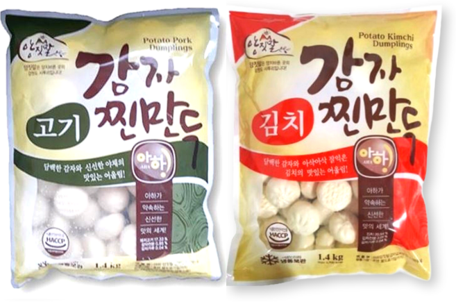 아하 감자 고기만두 김치만두 1.4kg 1+1 묶음세트 업소용 대용량 찐만두 감자찐만두, 1개, 고기만두 1.4kg