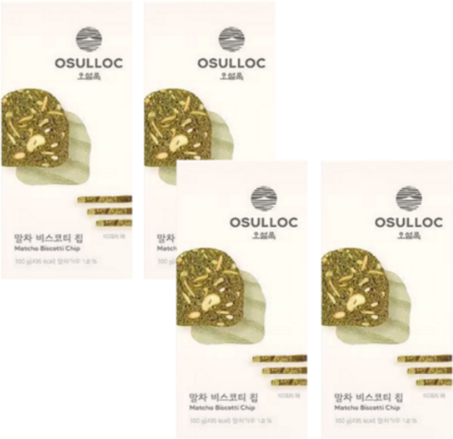 해오름식품 오설록 말차 비스코티 칩, 4개, 100g