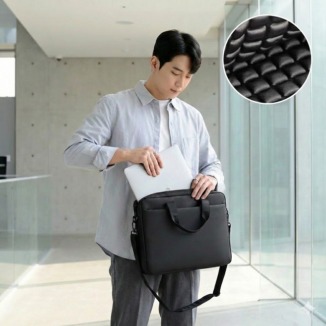 빠밤 충격 완벽 흡수 노트북 가방, 1개, 블랙