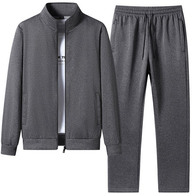 남성 심플 무지 트레이닝복 세트 데일리 집업자켓 +와이드 팬추 투피스
