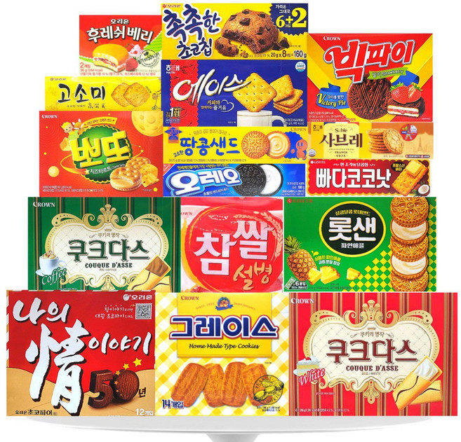 [ 판다네 마켓 ] 과자 16종-B세트 행사 사무실 탕비실 종합 선물 스낵 간식 파티 어린이 세미나 학원 펜트리 다과, 1개, 과자세트 16종