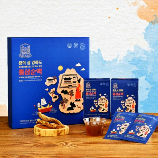왕의 섬 강화도 홍삼 순액 80mlx30포 6년근홍삼추출액 100% 항산화 부모님선물, 4개