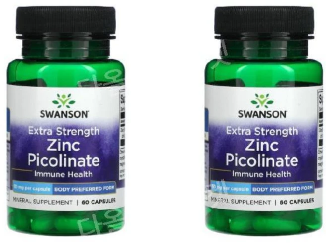 Swanson 스완슨 엑스트라 스트렝스 아연 피콜리네이트 50mg Zinc Picolinate, 2개, 60정 - 쿠팡