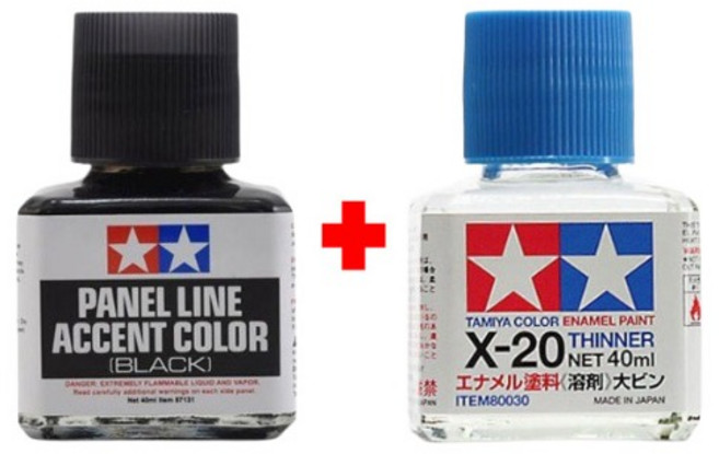 타미야 패널라인 엑센트 블랙 에나멜 신너 세트 80030+87131