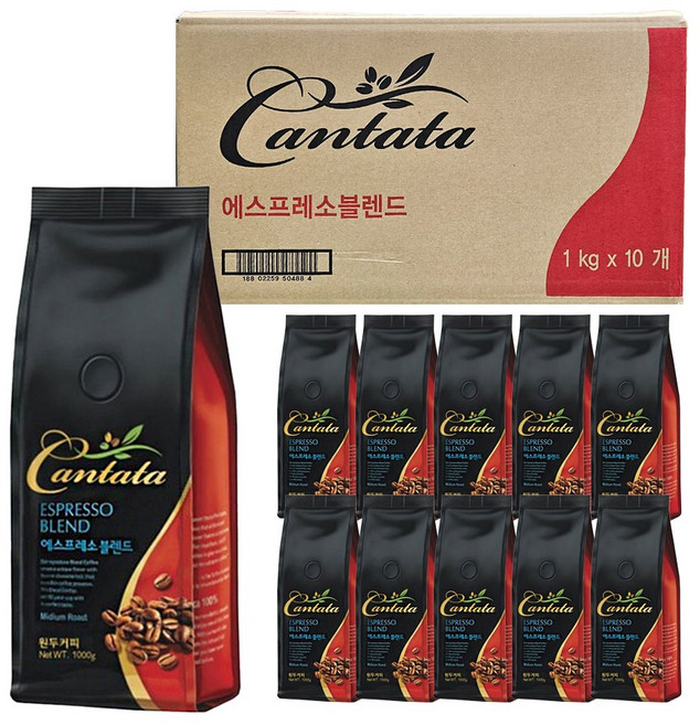 칸타타 에스프레소 1kg X 10개/원두 커피, 10개, 홀빈(분쇄안함)