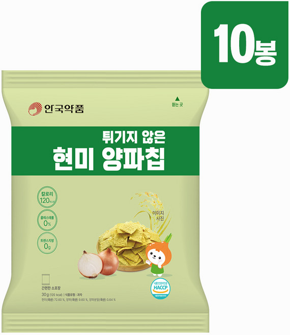 안국약품 튀기지 않은 현미 양파칩, 10개, 30g