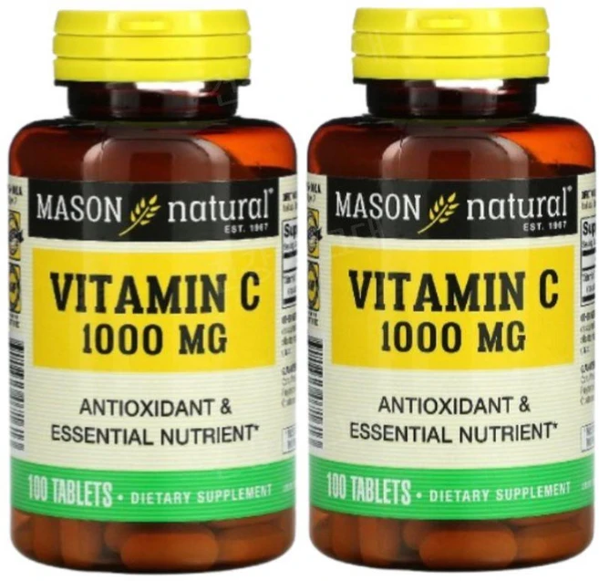 1+1 Mason Natural 비타민C 1000mg 100정 아스코르브산 글루텐프리, 2개 - 쿠팡