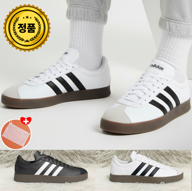 아디다스 스니커즈 VL 코트 신발 남녀공용 운동화 화이트 블랙 레트로 클래식