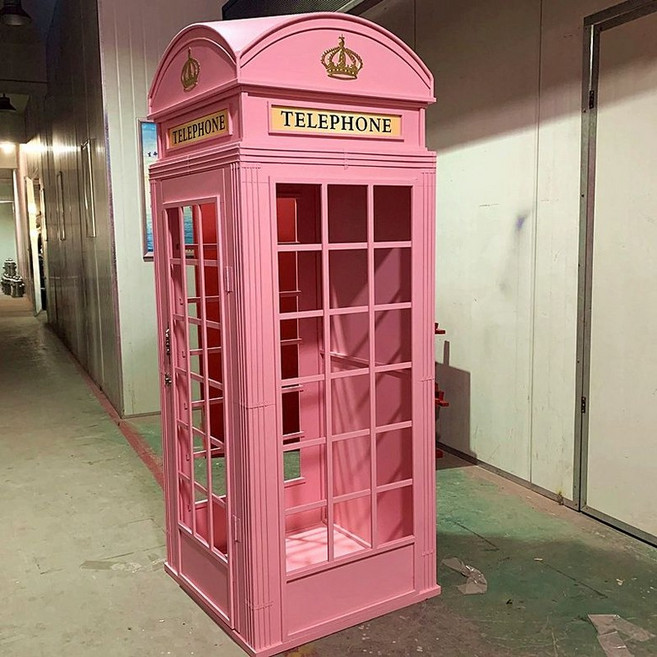 공중 전화 부스 박스 인테리어 스튜디어 촬영, 실버 1.5m 라이트핑크 디럭스