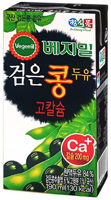 베지밀 검은콩 고칼슘 두유, 190ml, 72개