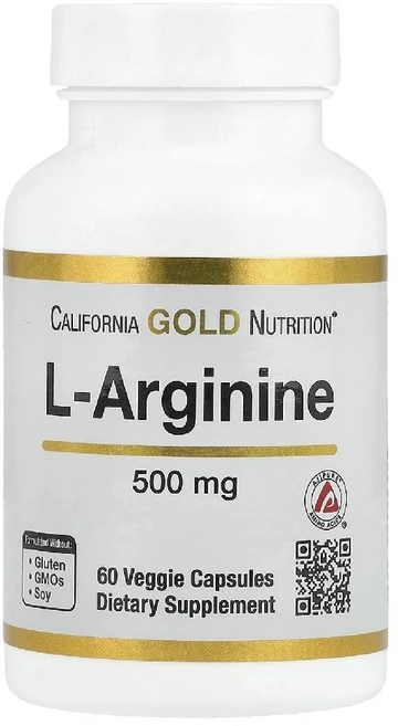 CGN 캘리포니아 골드 뉴트리션 L-아르기닌 AjiPure 500mg 식물성 베지 60캡슐 실리카 스테아린산 마그네슘 포함, 1개, 60정 - 쿠팡