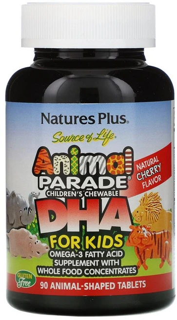 NaturesPlus 네이처스플러스 애니멀 퍼레이드 DHA 키즈 체리 90정, 1개 - 쿠팡