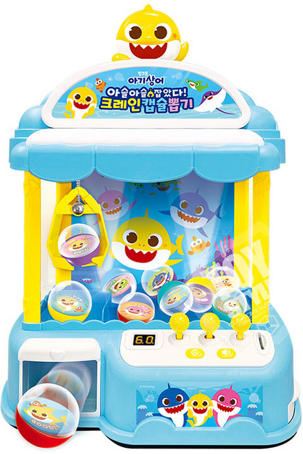 핑크퐁 아기상어 크레인 캡슐 토이 뽑기 장난감 인형 선물뽑기 기계 가챠, 1개