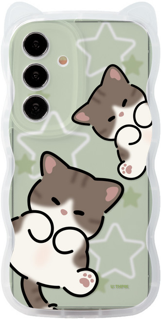 99가지 갤럭시A24 A245 전용 고양이귀 쫑긋 캣웨이브 디자인 투명케이스