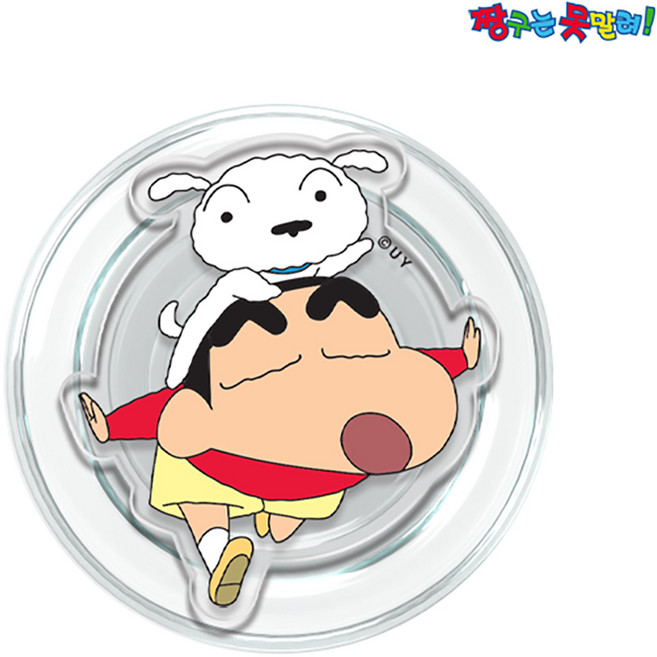 짱구는못말려 짱구 맥세이프 그립 톡 아크릴 스마트 거치대, 1개, 삼총사-짱구랑흰둥이