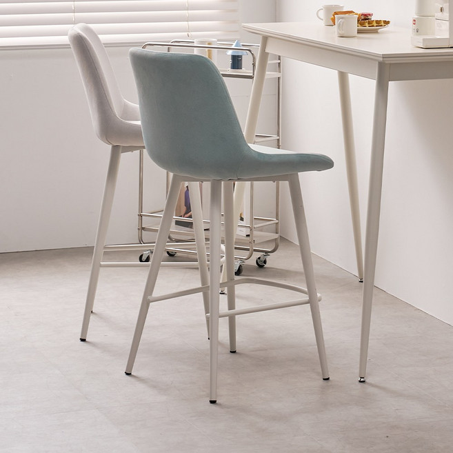 슈리 편한 아일랜드 식탁의자 높은 패브릭 홈바 의자 53cm, 1개, 민트