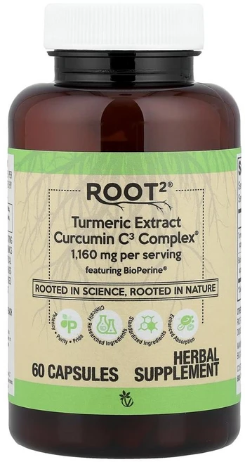 비타코스트 루트2 터메릭 추출물 커큐민 C3 컴플렉스 Vitacost Root2® Turmeric Extract Curcumin C3 60정, 1개 - 쿠팡