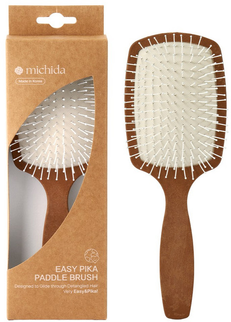 [S백화점입점] 이지피카 여성 머릿결 솔빗 두피 지압 헤어 브러쉬 두피마사지 빗 쿠션 천연 패들 탈모 마사지빗 남자 쿠션브러쉬 머리빗 원목 나무 우드 쿠션 국산 빗, 1개, 로스티드 월넛