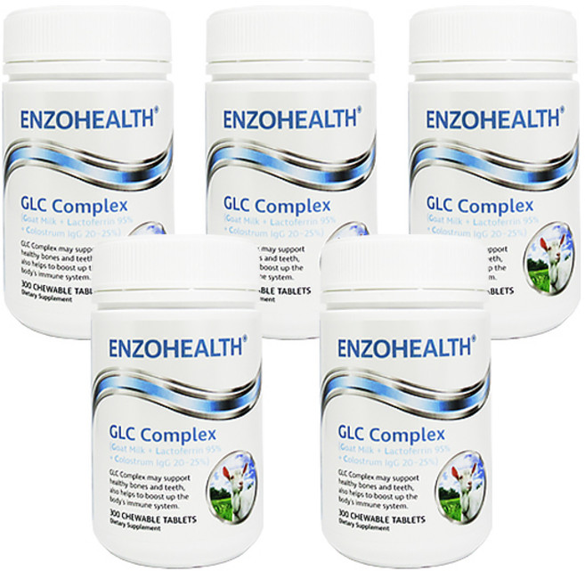 (뉴질랜드직구) 엔조헬스 GLC 컴플렉스 산양유 락토페린 초유 300정, 5개