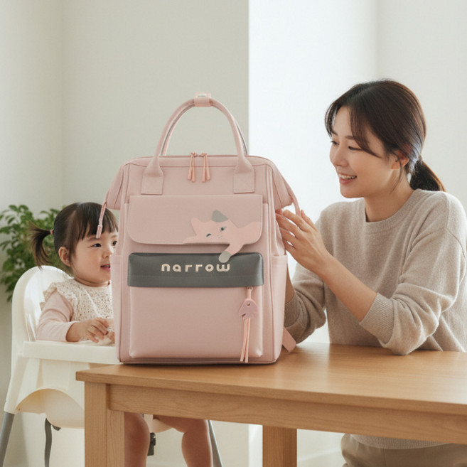 스토리원 U-SSBG052 대용량 다기능 아기용품 기저귀 가방 백팩 토트백, 핑크