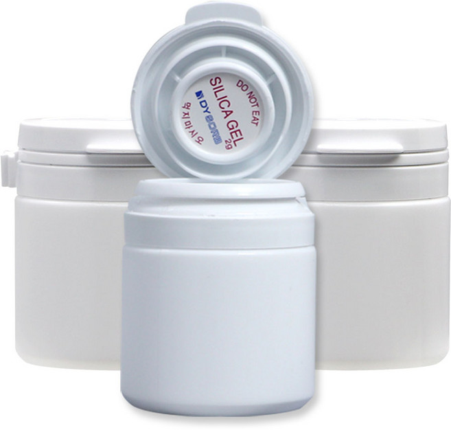 실리카겔 제습제 약통 [ 보관용 휴대용 여행용] 건강식품 영양제 분말 보관용 실리카겔 케이스 일체형, 50ml, 20개