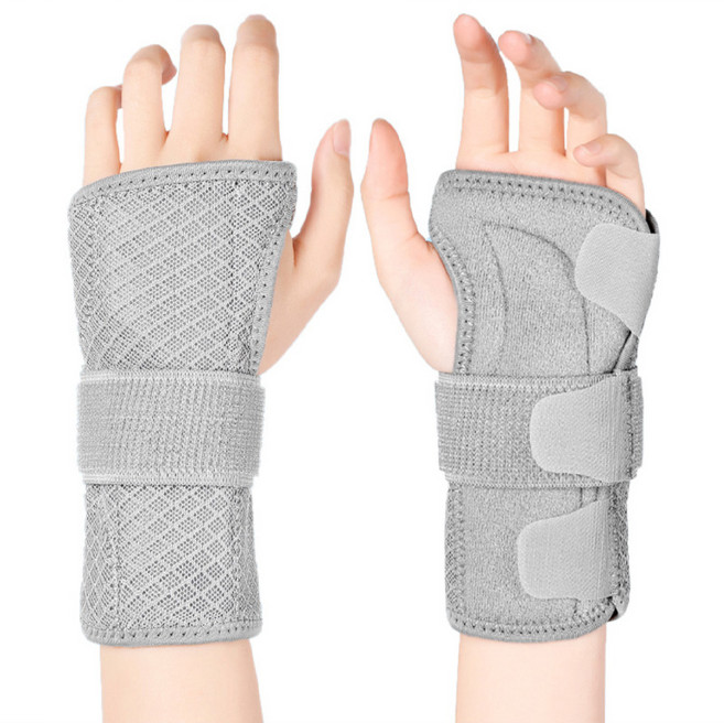 반깁스형 손목아대 이중 알루미늄 지지 손목 보호대 스트랩형, 1개, 그레이