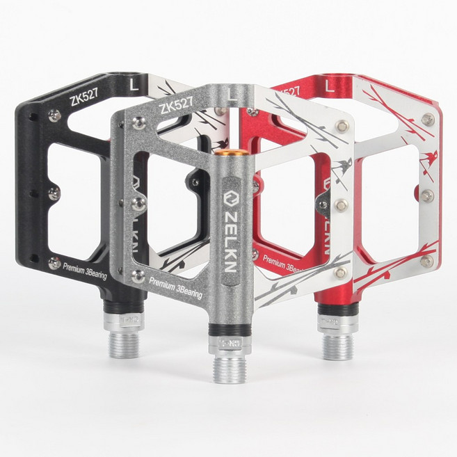 젤큰 자전거 페달 로드 mtb 픽시 교체용 3베어링 평페달 ZK527, 티타늄