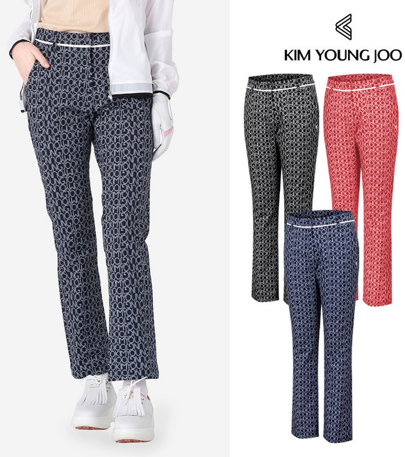 김영주 여성 골프웨어 체인 로고 팬츠 바지