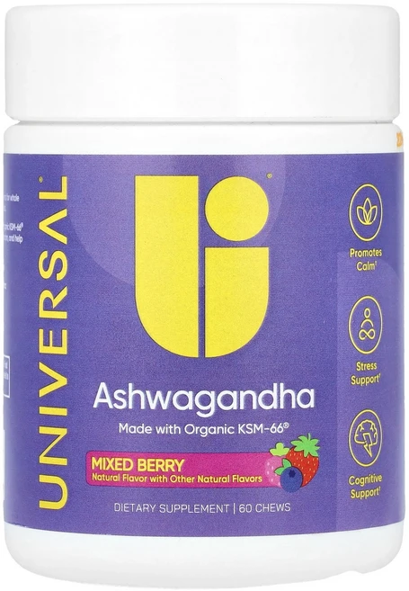 Universal U 아슈와간다 믹스 베리 츄어블 60개 U (유니버셜 유), Universal U, 아슈와간다, 믹스 베리, 츄어블, 1개 - 쿠팡