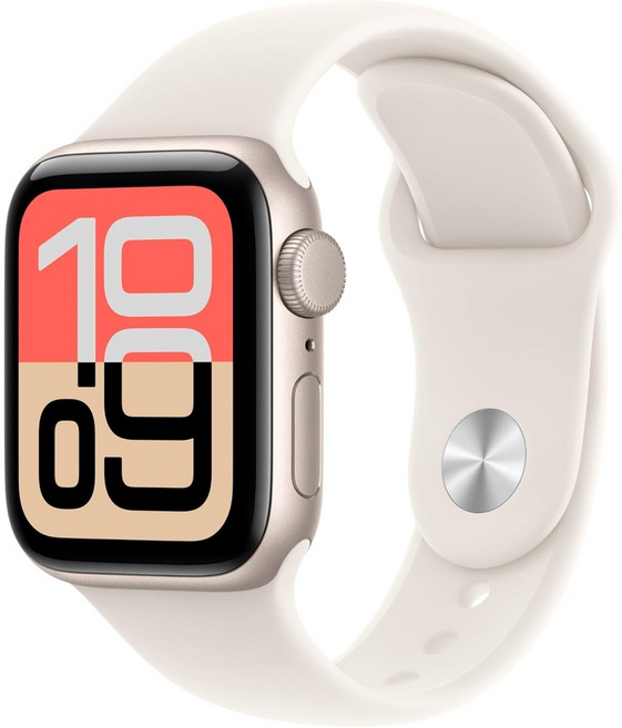 애플 워치 SE 3 40mm GPS 스타라이트, 44mm 케이스 M/L 밴드, 미드나잇 알루미늄 케이스