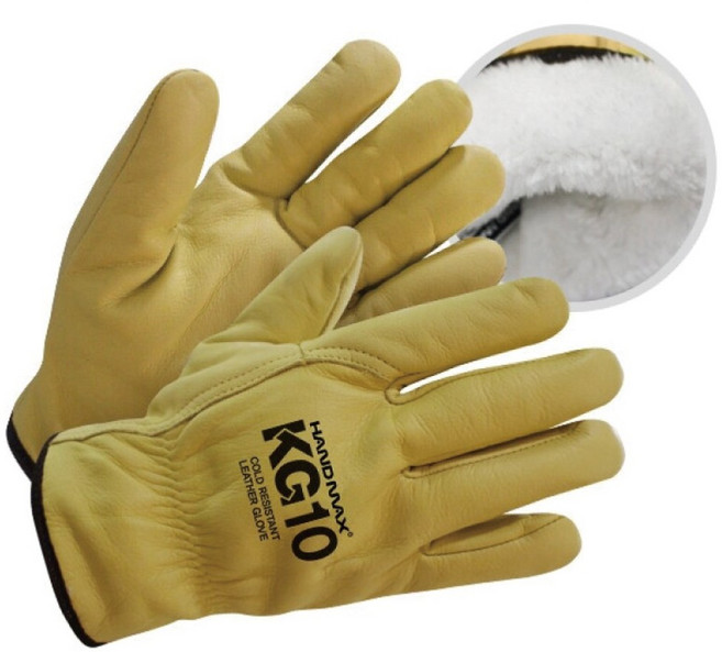 핸드맥스 천연 소가죽 방한장갑 KG10, 노란색, 1개, XL