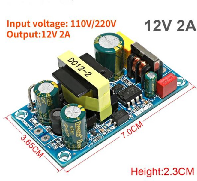 컴퓨터 pc 파워서플라이SUSWE 벅 전압 조정기 로우 리플 스위칭 전원 공급 장치 모듈 AC 110V/220V to DC 1, 04 12V2A, 01 CHINA, 1개