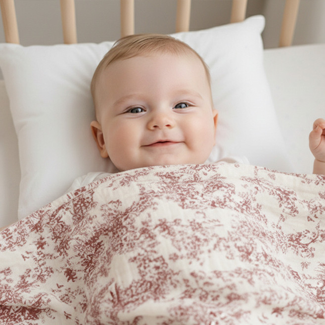 유아 이불 신생아 아기 순면 여름 신생아 이중 거즈 블랭킷, 뜨왈(레드)