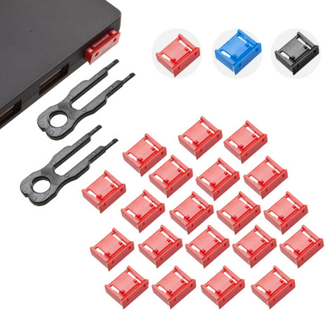 Data Keeper USB포트락 키2개+잠금알20개 블랙 블루 레드 잠금장치 물리적 보안, 03 레드(키2+ 잠금알20개 세트)