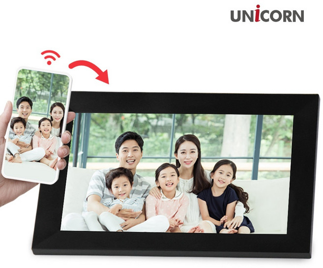 유니콘 LTD-1000TW 와이파이 터치 스마트 디지털액자 동영상 원격전송 무선업로드 자동회전가능